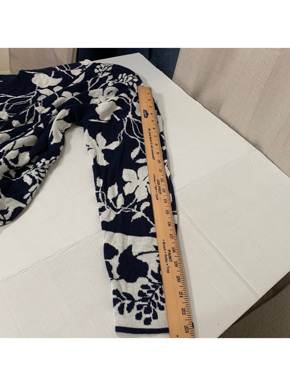 Lauren Michelle navy and white floral cardigan size L - Picture 6 of 7